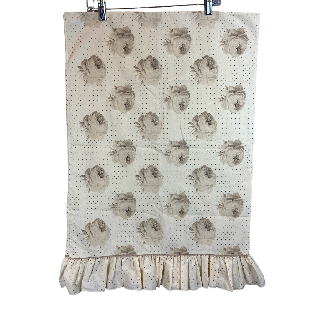 Martex Vintage Full Size Sheets & Pillowcases Polkadot & Roses Cream / Brown